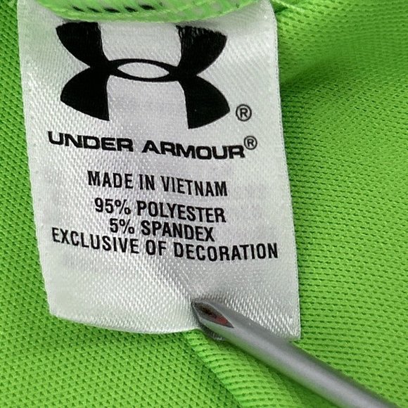 Under Armour Shirt Men 2XL Neon Green Short Sleeve Polo HeatGear Kalahari Resort - Picture 4 of 9